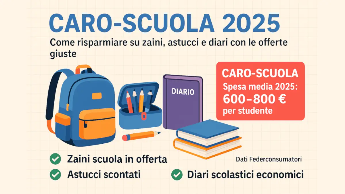 Caro-Scuola 2025: Aumentano le spese su Zaini e altro materiale, come Risparmiare? risparmiare caro scuola 2025
